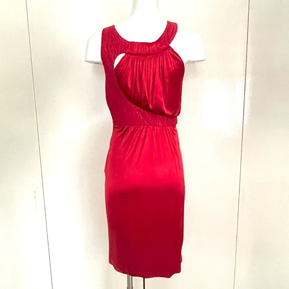 Auc Versace Red Sleeveless Textured Detail Mid-length Cocktail Dress IT 38 - Picture 12 of 17